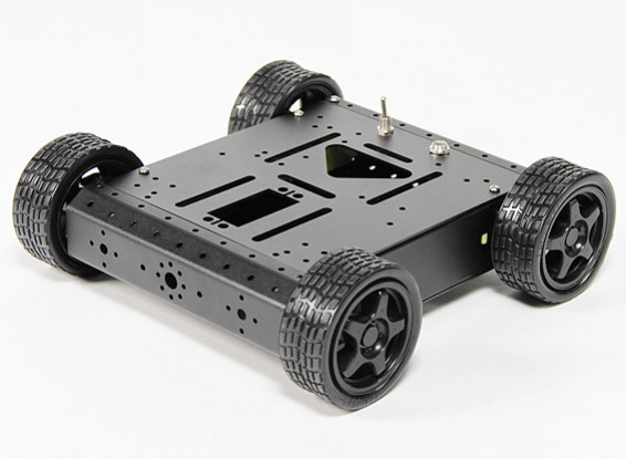 4WD de aluminio del chasis del robot - Negro (KIT)