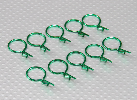 Clips cuerpo a gran anillo (verde) (10 piezas)
