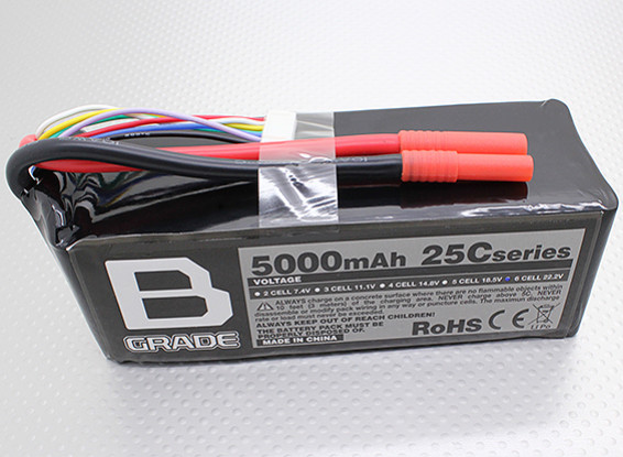 Batería B-Grado 5000mAh 6S 25C Lipo