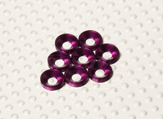 Avellanado arandela de aluminio anodizado M3 (púrpura) (8pcs)