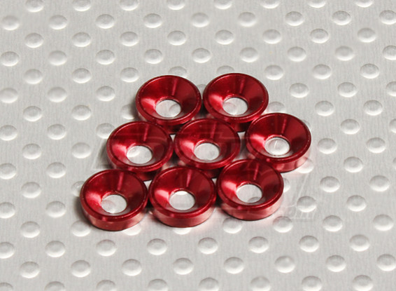 Avellanado Lavadora aluminio anodizado M3 (rojo) (8pcs)