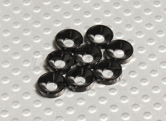 Avellanado arandela de aluminio anodizado M3 (Negro) (8pcs)