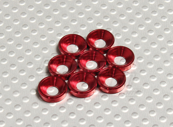 Avellanado Lavadora anodizado de aluminio M4 (rojo) (8pcs)