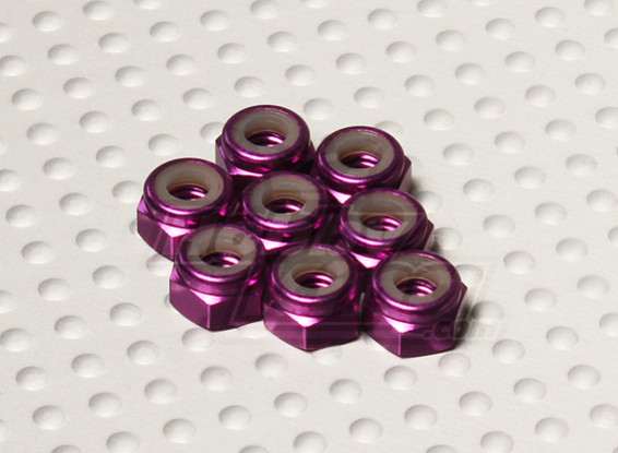 El aluminio anodizado de color púrpura M4 Tuercas Nylock (8pcs)
