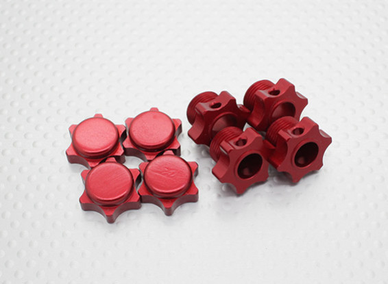 Conjunto 1/8 Escala de aluminio hexagonal Hub - Rojo (4PC)