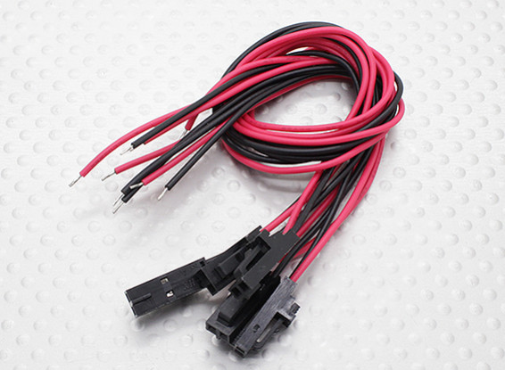 2 pin conector Molex macho con 20 cm de color rojo / negro con alambre de 26 AWG PVC (5pcs)