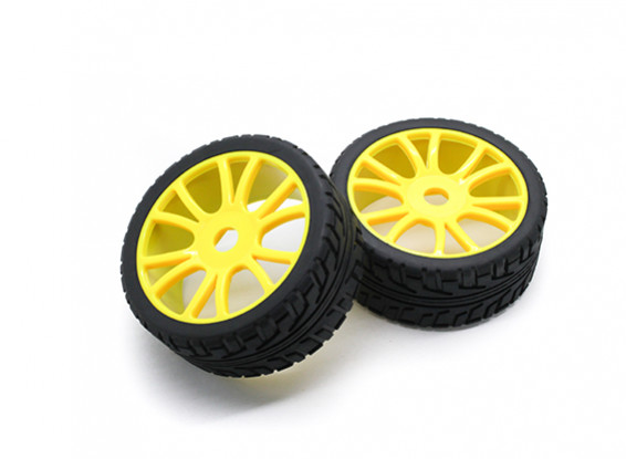 HobbyKing 1/8 Escala de ruedas RX Rally de radios en Y / neumático de 17 mm Hex (amarillo)