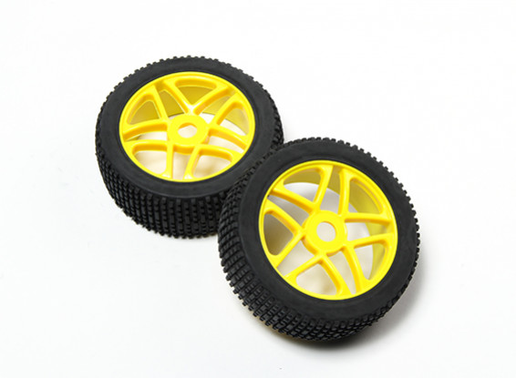 HobbyKing® Rueda amarillo 1/8 de la estrella y del neumático fuera de la carretera 17 mm Hex (2 piezas)