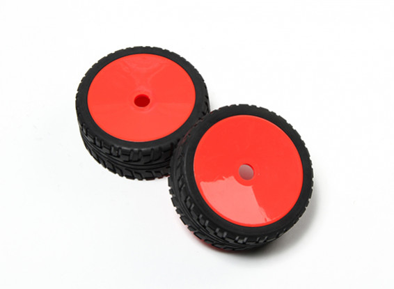 La rueda roja HobbyKing® 1/8 Rally Plato fluorescente y del neumático para carretera de 17 mm Hex (2 piezas)