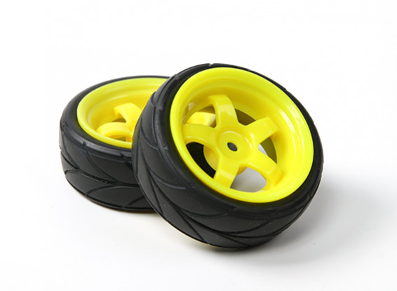 HobbyKing 1/10 rueda / neumático Conjunto VTC 5 radios (amarillo) de 26 mm de coches RC (2pcs)