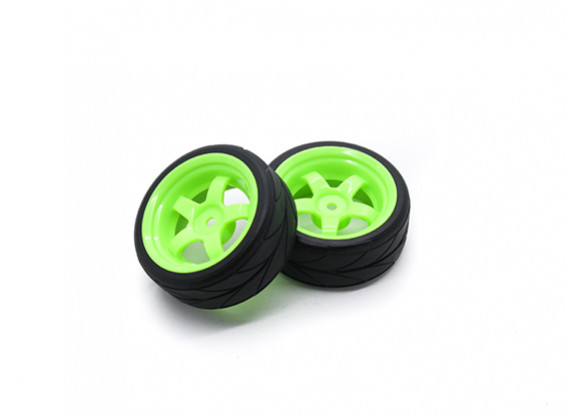 HobbyKing 1/10 rueda / neumático Conjunto VTC 5 radios (verde) de 26 mm de coches RC (2pcs)