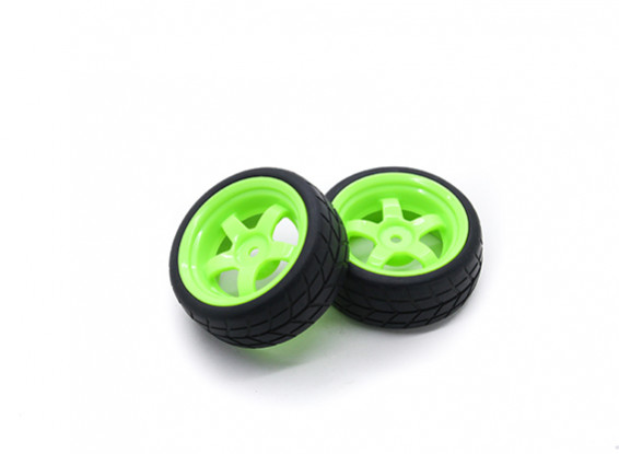 HobbyKing 1/10 rueda / neumático Conjunto VTC 5 radios trasera (verde) de 26 mm de coches RC (2pcs)