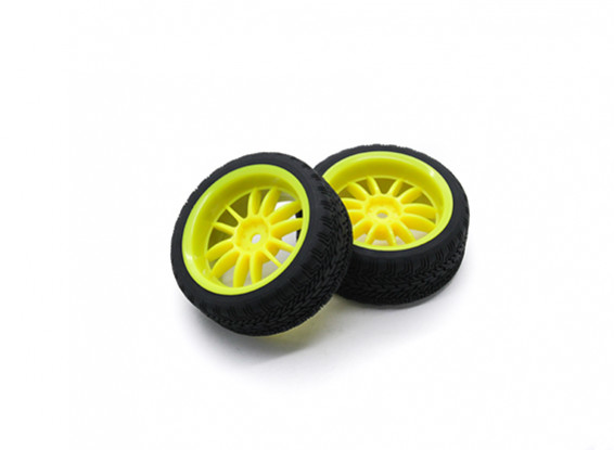 HobbyKing 1/10 rueda / neumático Conjunto AF Rally Radio de rueda trasera (amarillo) de 26 mm de coches RC (2pcs)