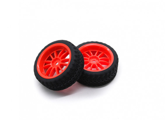 HobbyKing 1/10 rueda / neumático Conjunto AF Rally Radio de rueda trasera (rojo) de 26 mm de coches RC (2pcs)