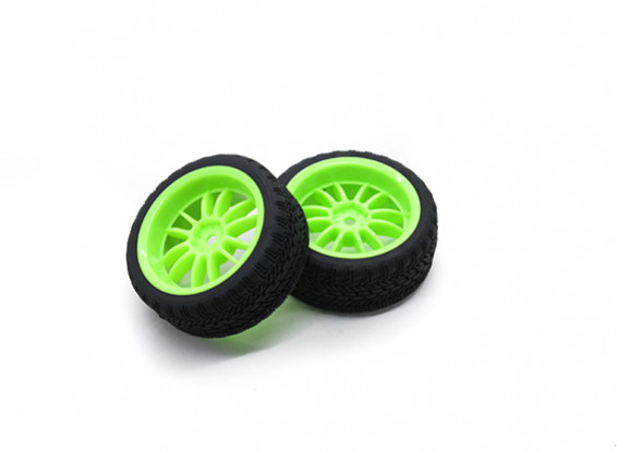 HobbyKing 1/10 rueda / neumático Conjunto AF Rally Radio de rueda trasera (verde) de 26 mm de coches RC (2pcs)
