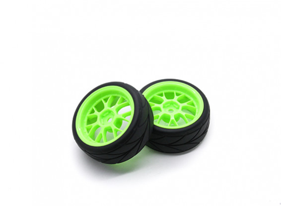 HobbyKing 1/10 rueda / neumático Conjunto AF Rally Spoke (verde) de 26 mm de coches RC (2pcs)