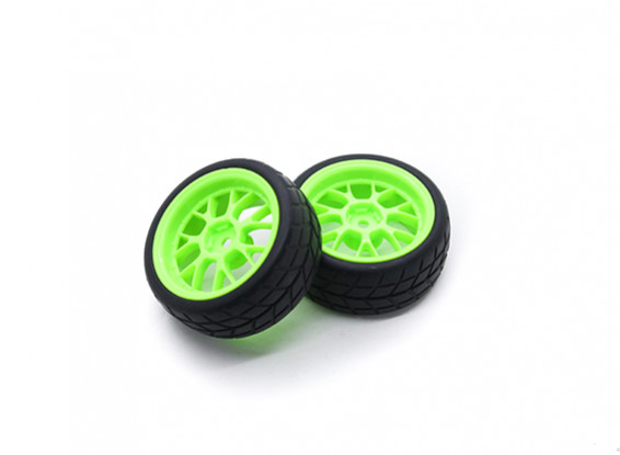 HobbyKing 1/10 rueda / neumático Conjunto VTC Y habló trasera (verde) de 26 mm de coches RC (2pcs)