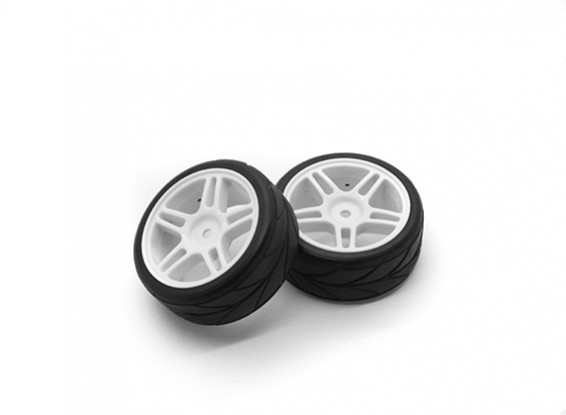 HobbyKing 1/10 rueda / neumático Conjunto VTC radios en estrella (blanco) de 26 mm de coches RC (2pcs)