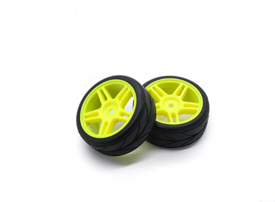 HobbyKing 1/10 rueda / neumático Conjunto VTC radios en estrella (amarillo) de 26 mm de coches RC (2pcs)