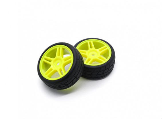 HobbyKing 1/10 rueda / neumático Conjunto VTC radios en estrella (amarillo) de 26 mm de coches RC (2pcs)