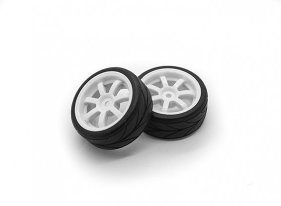 HobbyKing 1/10 rueda / neumático Conjunto VTC 7 radios (blanco) de 26 mm de coches RC (2pcs)