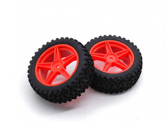 HobbyKing 1/10 Small Block 5 rayos (rojo) de la rueda / neumático de 12 mm Hex (2 unidades / bolsa)