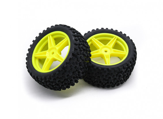 HobbyKing 1/10 Small Block 5 rayos posterior (amarillo) de la rueda / neumático de 12 mm Hex (2 unidades / bolsa)