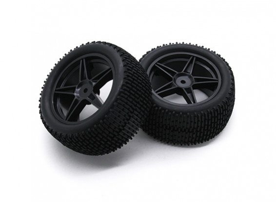 HobbyKing 1/10 Gekkota 5 rayos Trasera (Negro) de la rueda / neumático de 12 mm Hex (2pcs / bolsa)