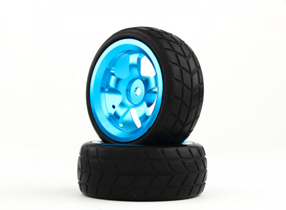 HobbyKing 1/10 de aluminio de 5 rayos de la rueda 12 mm Hex (azul) / VTC del neumático de 26 mm (2pcs / bolsa)