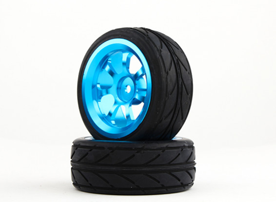 HobbyKing 1/10 de aluminio de 12 mm y 7 rayos rueda hexagonal (azul) / VV de neumáticos de 26 mm (2pcs / bolsa)