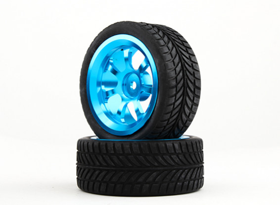 HobbyKing 1/10 de aluminio de 12 mm y 7 rayos rueda hexagonal (azul) / IVI en neumáticos de 26 mm (2pcs / bolsa)