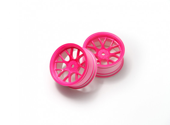 01:10 Juego de ruedas "Y" y 7 rayos fluorescente de color rosa (6 mm Offset)