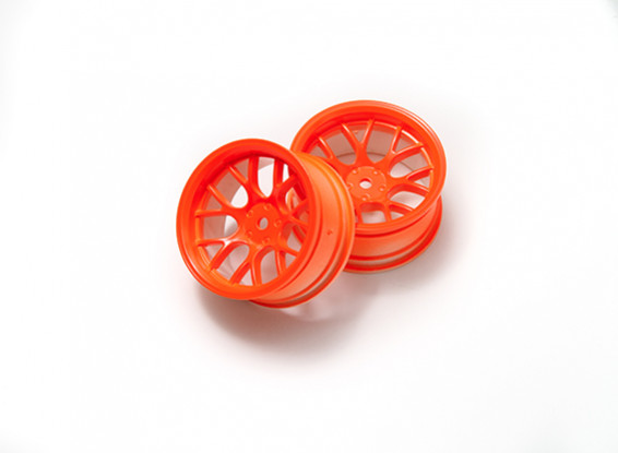 01:10 Juego de ruedas "Y" y 7 rayos naranja fluorescente (6 mm Offset)