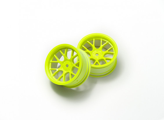 01:10 Juego de ruedas "Y" y 7 rayos amarillo fluorescente (6 mm Offset)
