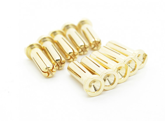 5mm Hombre chapado en oro de primavera de conector - Perfil Bajo (10 piezas)