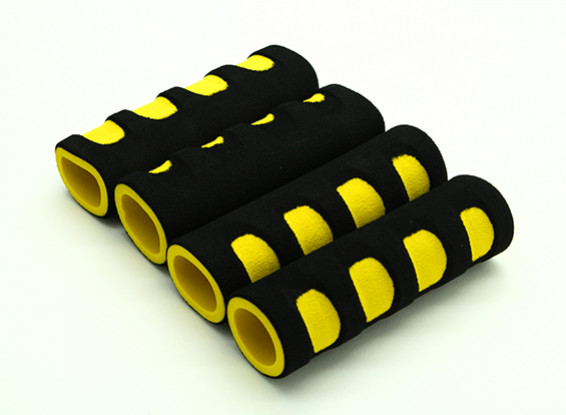 La espuma de EVA del cardán manija amarillo / negro (107x34x22mm) (4pcs)