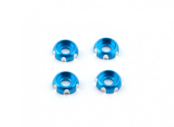 3 mm de aluminio CNC cabeza redonda Lavadora - azul (4pcs)