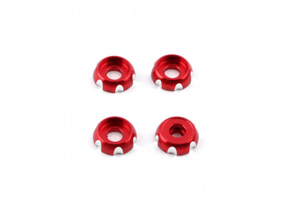 3 mm de aluminio CNC cabeza redonda Lavadora - rojo (4pcs)