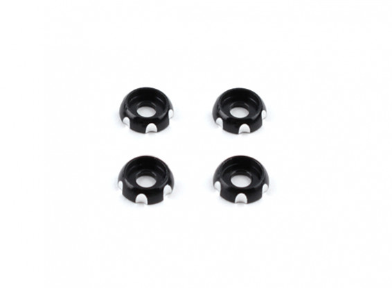 3 mm de aluminio CNC cabeza redonda Lavadora - Negro (4pcs)
