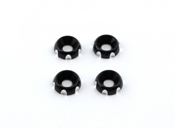 3 mm de aluminio CNC avellanada Lavadora - Negro (4pcs)