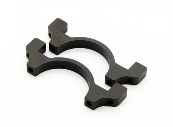 Negro anodizado CNC semicírculo aleación de tubo de sujeción (incl.screws) 30mm