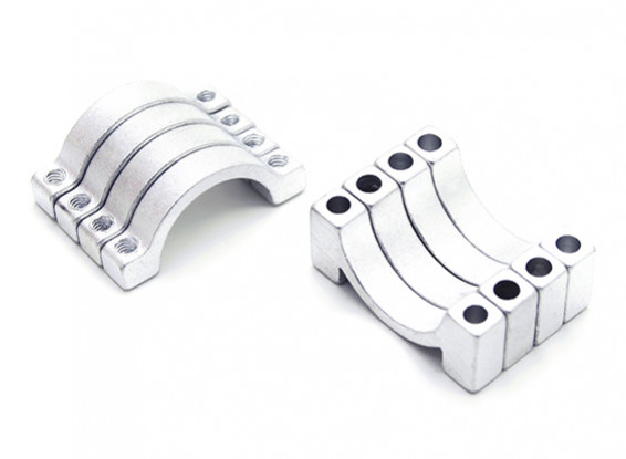 Plata anodizado CNC abrazadera de tubo de aleación semicírculo (incl.screws) 16mm