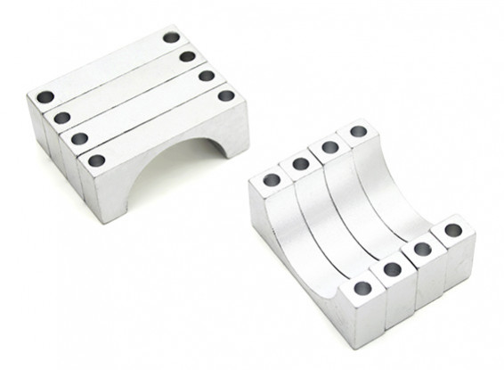 Plata anodizado CNC de doble cara de aluminio tubo de sujeción 20 mm de diámetro (juego de 4)