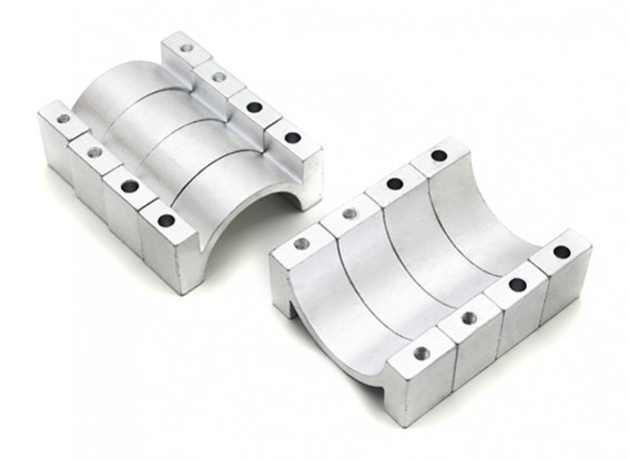 Plata anodizado CNC de aluminio tubo de sujeción 22 mm de diámetro (juego de 4)