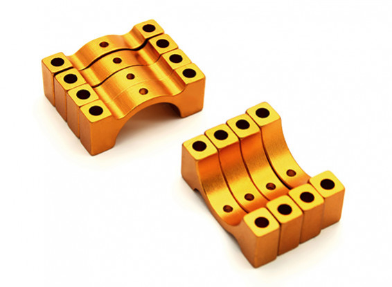 El oro anodizado CNC aleación semicírculo abrazadera del tubo (incl. Tuercas y tornillos) 14mm