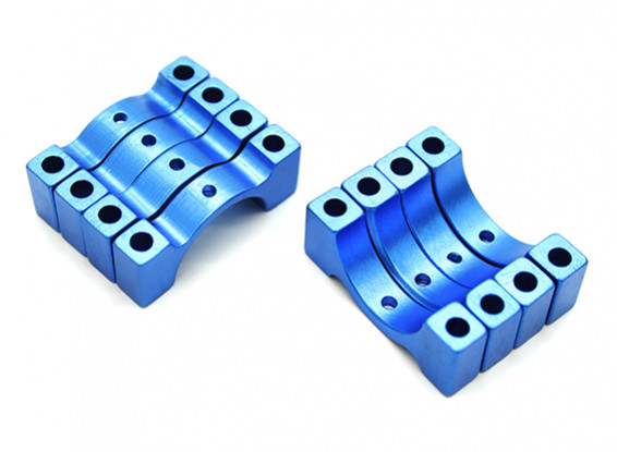 Azul anodizado CNC semicírculo aleación de tubo de sujeción (incl. Tuercas y tornillos) 15mm