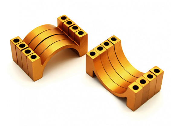 El oro anodizado CNC aleación semicírculo abrazadera del tubo (incl. Tuercas y tornillos) 22mm