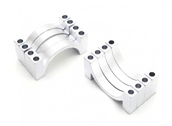 Plata anodizado CNC aleación semicírculo abrazadera del tubo (incl. Tuercas y tornillos) 22mm