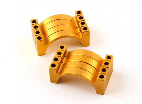 El oro anodizado de doble cara CNC de aluminio tubo de sujeción 25 mm Diámetro