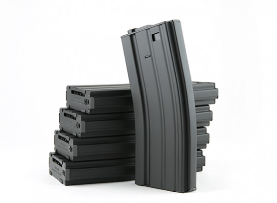 King Arms 300 rondas de revistas de metal de cuerda para M4 / M16 AEG (negro, 5pcs / caja)